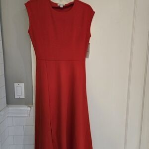 Nordstrom Red Sheath Midi Dress Sleeveless Crew Neck